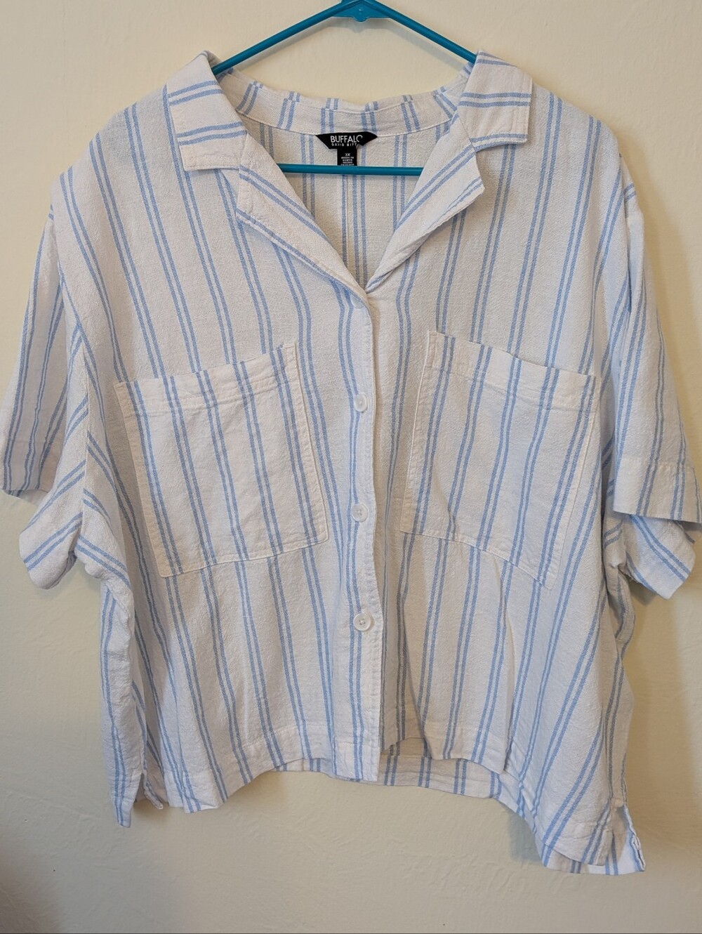 Buffalo Davis Bitton Linen Blend Striped Shirt Size 3X